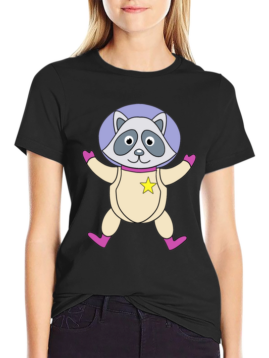 Astronaut Raccoon Black T-Shirt