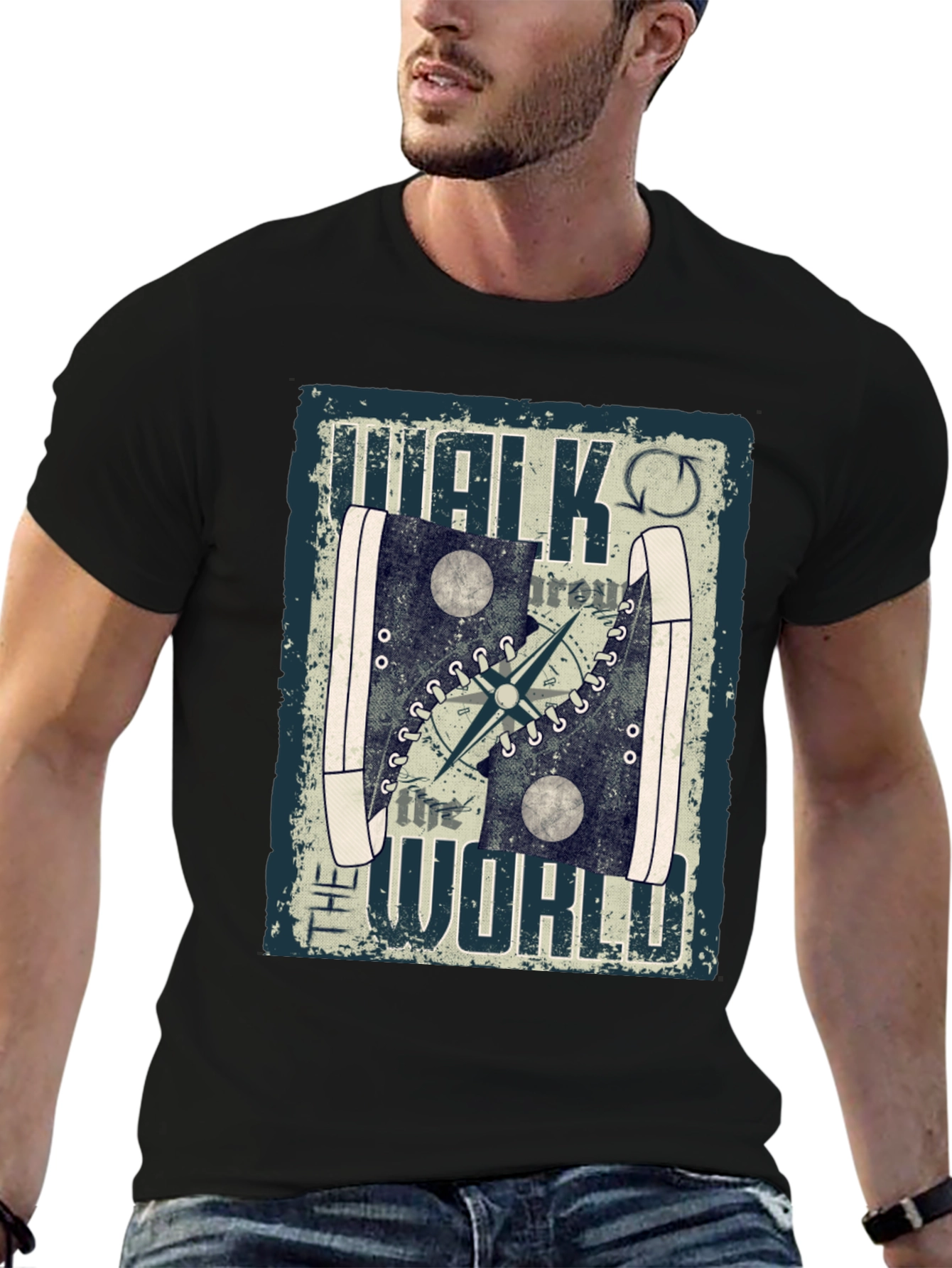 Walk the World T-Shirt Travel Compass Design