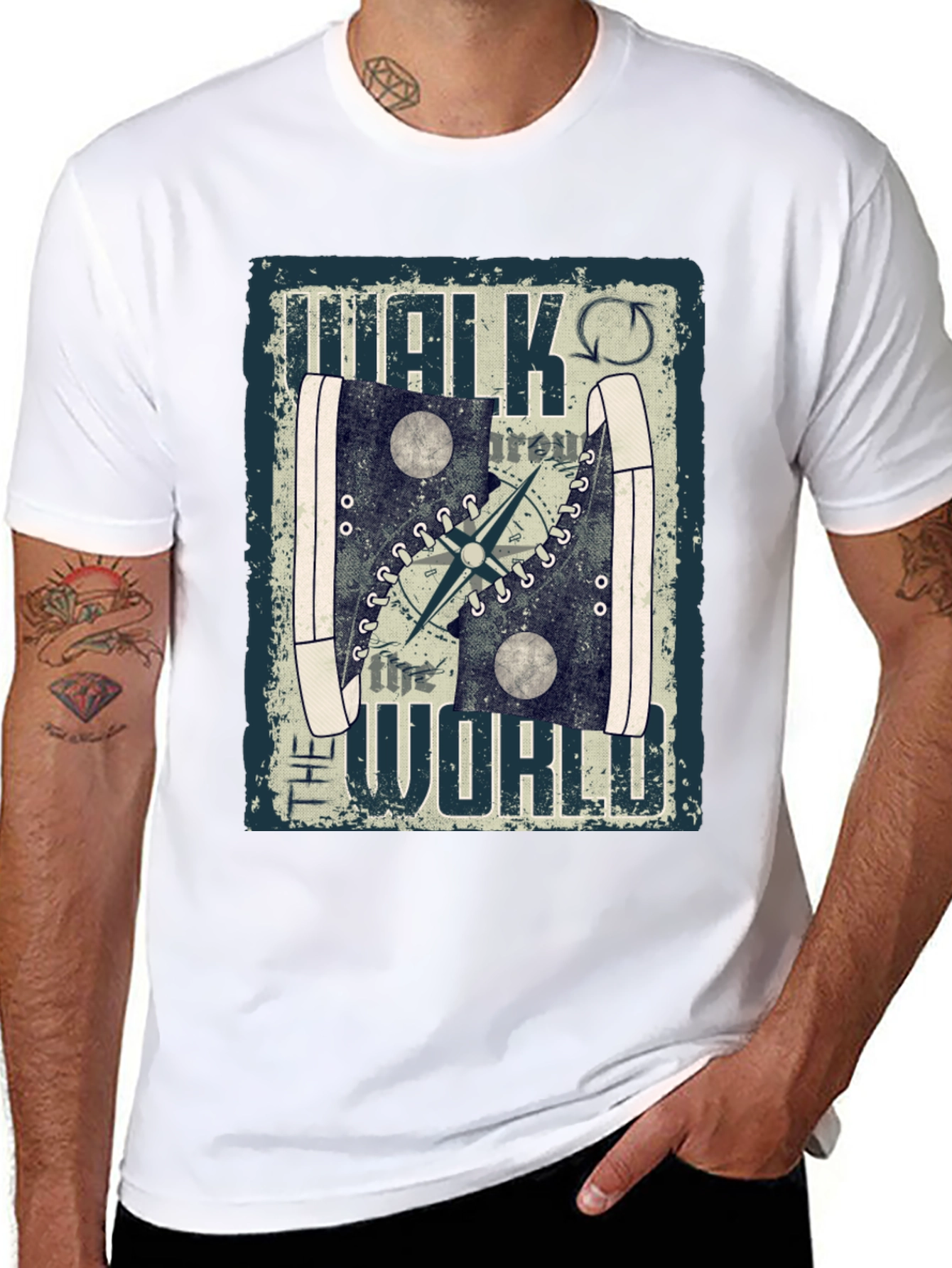Walk the World T-Shirt Travel Compass Design