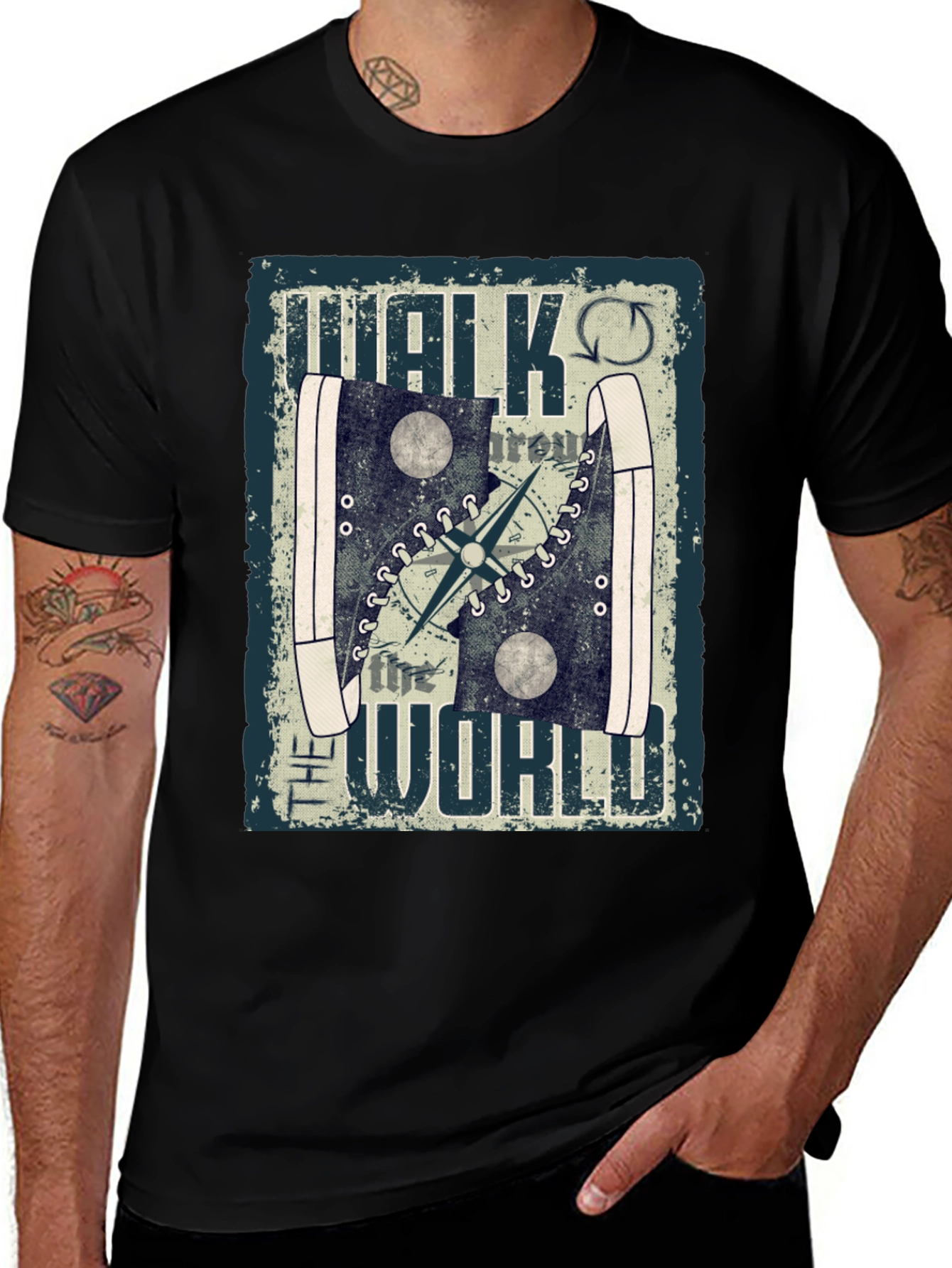 Walk the World T-Shirt Travel Compass Design