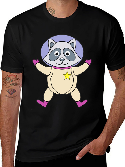 Astronaut Raccoon Black T-Shirt