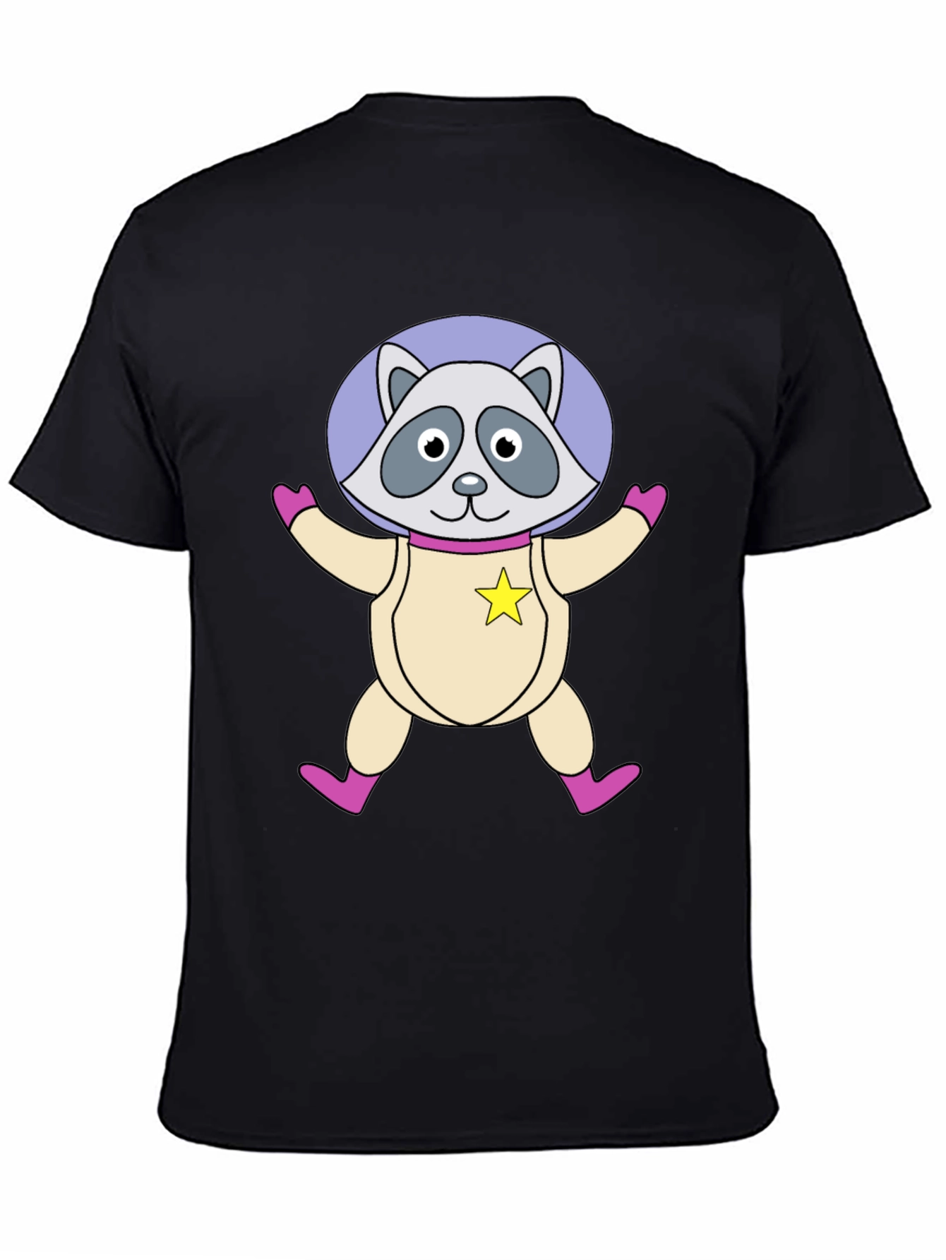 Astronaut Raccoon Black T-Shirt
