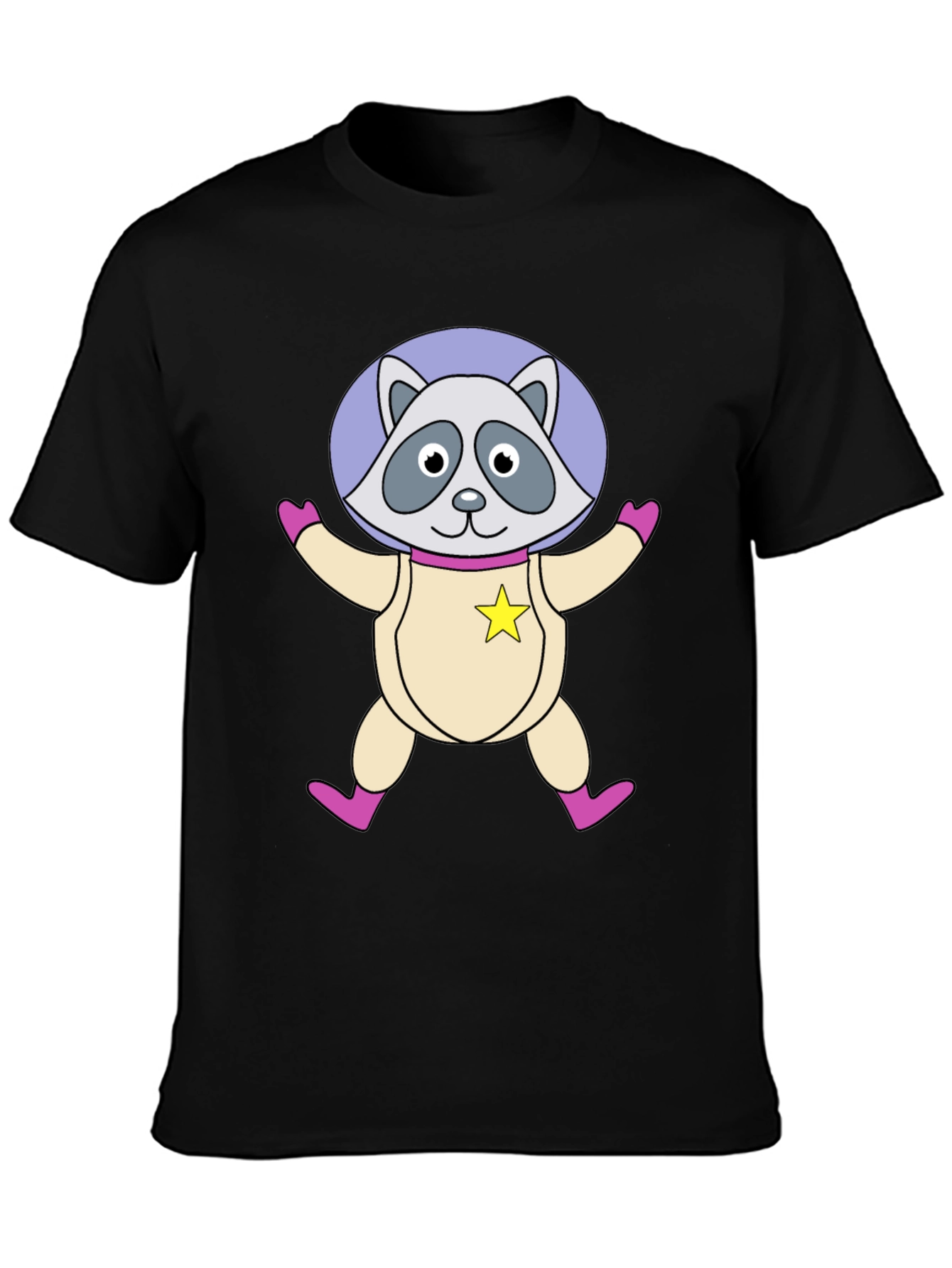 Astronaut Raccoon Black T-Shirt