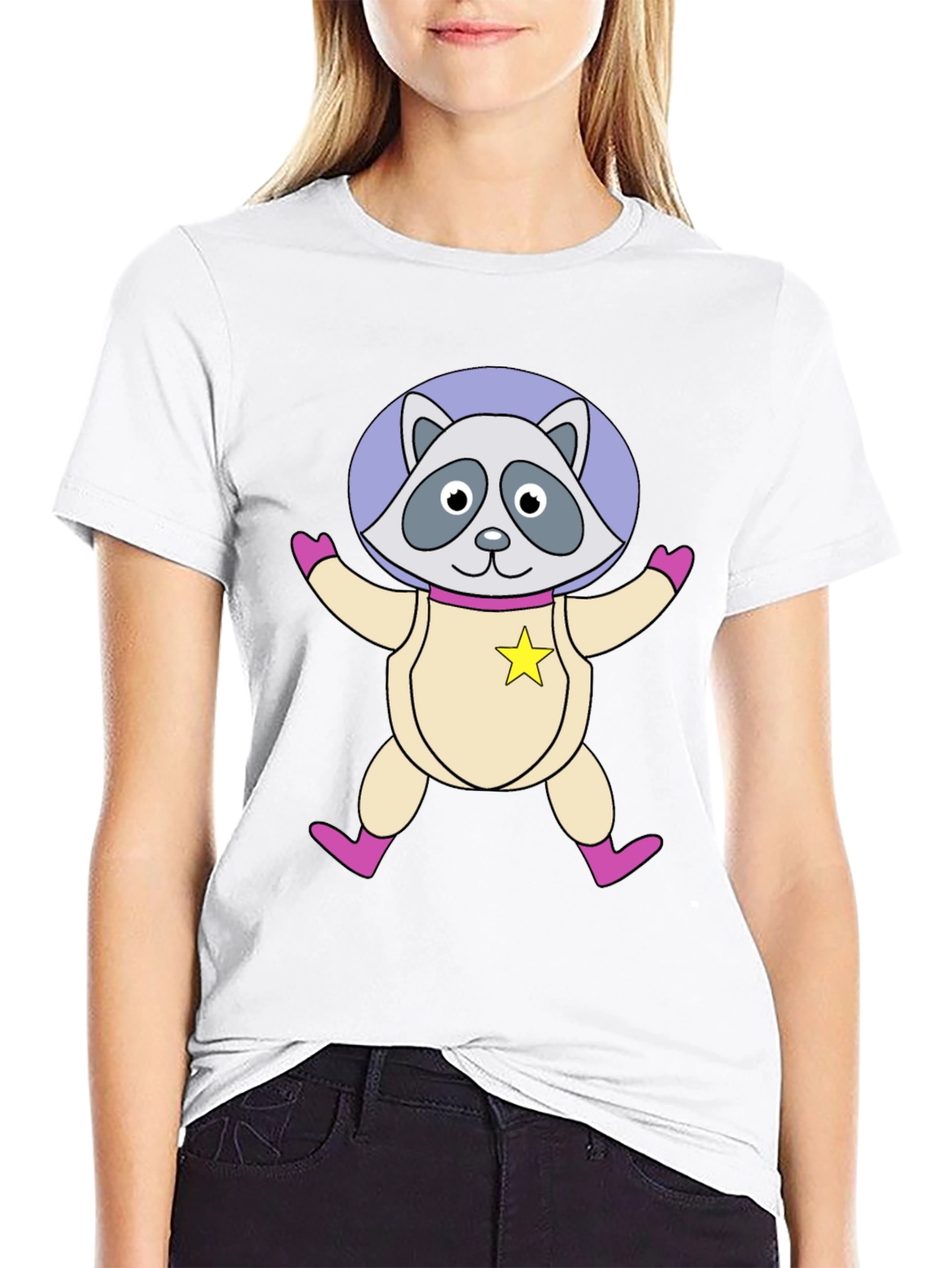 Astronaut Raccoon Black T-Shirt